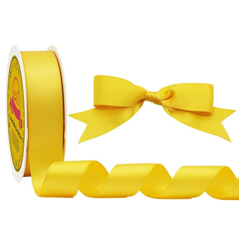 LEEQE Double Face Maize Yellow Satin Ribbon 7/8 inch X 25 Yards Polyester Maize Yellow Ribbon for Gift Wrapping Very Suitable for Weddings Party Invitation Decorations and More - Image 4